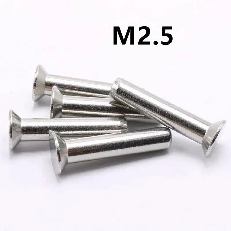 

200PCS M2.5x4/5/6/8/9/10/12/14/16/18mm 304 Stainless Steel Flat Countersunk Head Solid Rivet GB869 for Label Name Plate