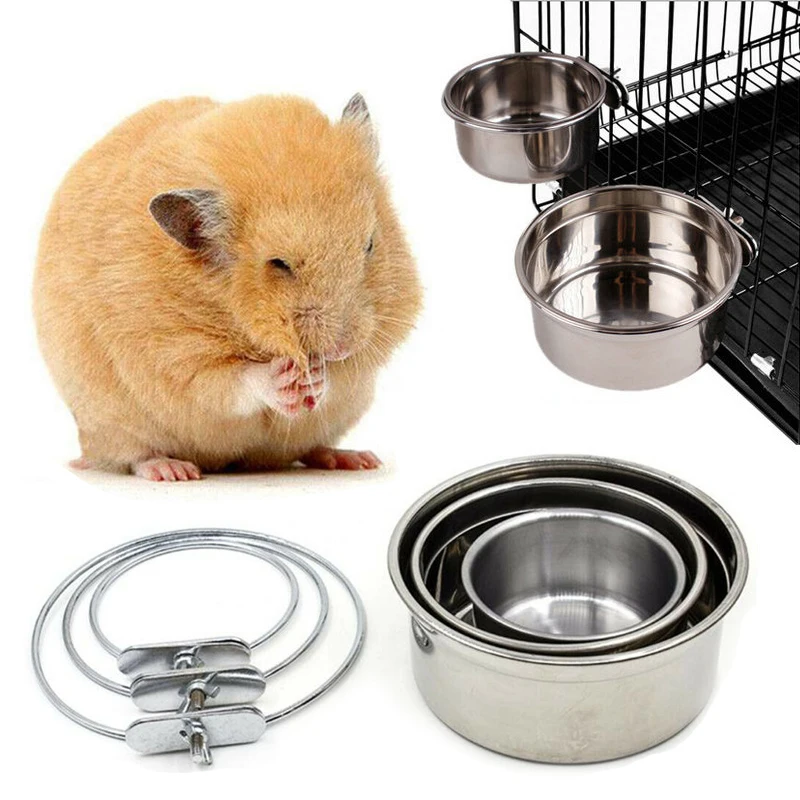 

Миска для кормления птиц и хомяков из нержавеющей стали, подвесная кормушка для кормления кошек, собак, голубей, миска для воды, домашних жив...