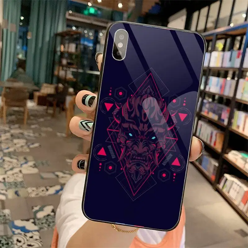 

Japanese fashion design aesthetic samurai oni mask Phone Case Tempered glass For iphone 5C 6 6S 7 8 plus X XS XR 11 PRO MAX