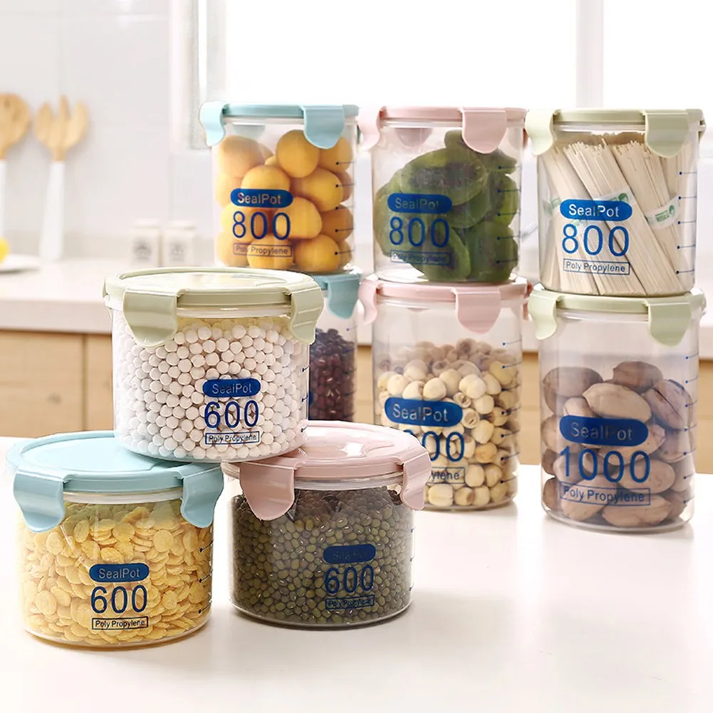 

600-1000ML Food Storage Container Plastic Kitchen Refrigerator Noodle Box Multigrain Storage Tank Transparent Sealed Cans