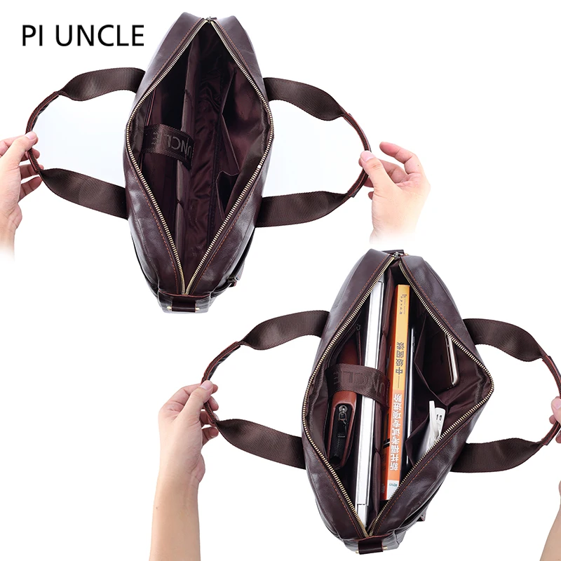 Бренд PIUNCLE, дизайнерский мужской портфель из натуральной кожи, деловая большая сумка, сумка для компьютера, сумка для ноутбука, сумка через плечо, офисный тренд