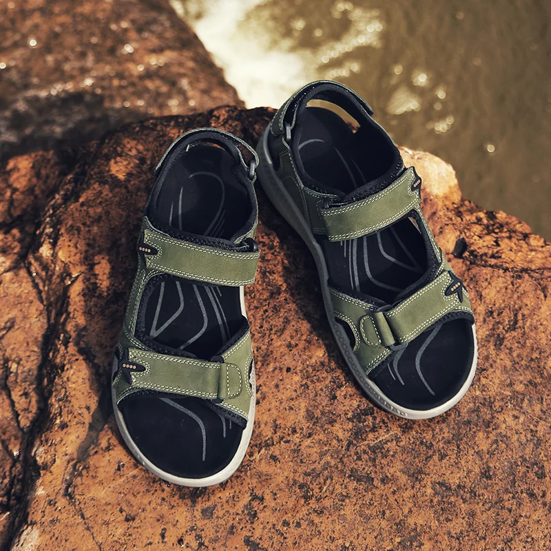

Slippers Leather Men's Flip-flops Beach Sandals For Men Slipper Shoes Male Summer Slippers Zapatillas De Estar Por Casa