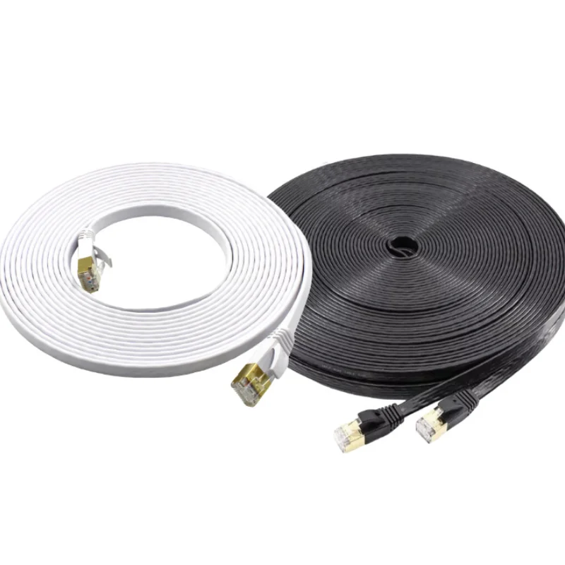 

Best Price Cat 7 Shielded RJ45 Network Cable Flat Ethernet 10 Gigabit Patch Cord For Computer Modem, Router, LAN, PC 5m 50m