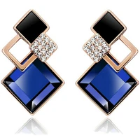 austrian square crystal stud earrings bridal wedding jewelry charm womens stud earrings summer daily matching party accessories