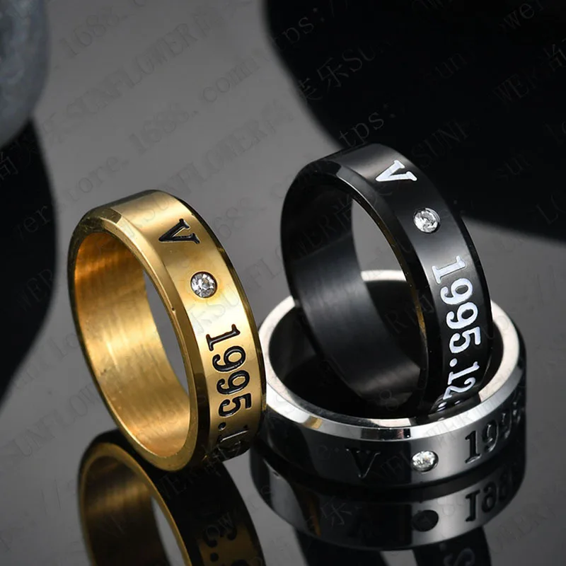 

B-T-SGroup single titanium steel ring popular star surrounding stainless steel inlaid rhinestone all-match ring wholesale