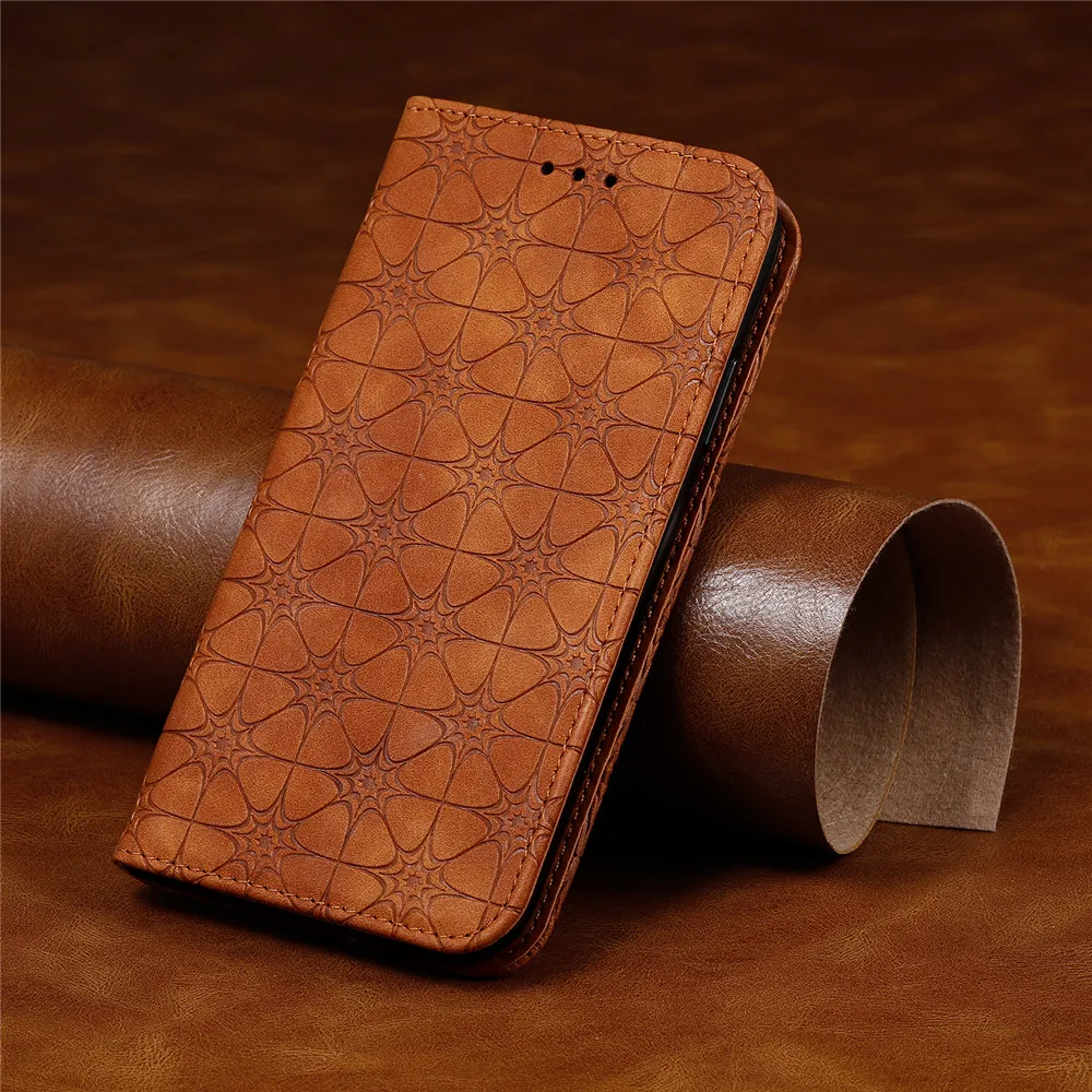 Кожаный роскошный чехол книжка с тиснением и цветочным рисунком для Xiaomi Redmi Note 9S 9