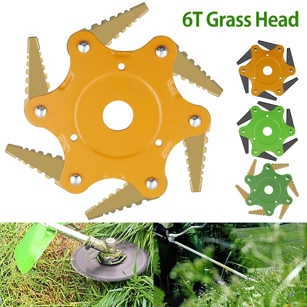

6 Blades Lawn Mower Cutter Head Grass Trimmer Brush 65Mn Blade Weed Brush Cutter Grass Head Weeder Garden Power Tool Accessories