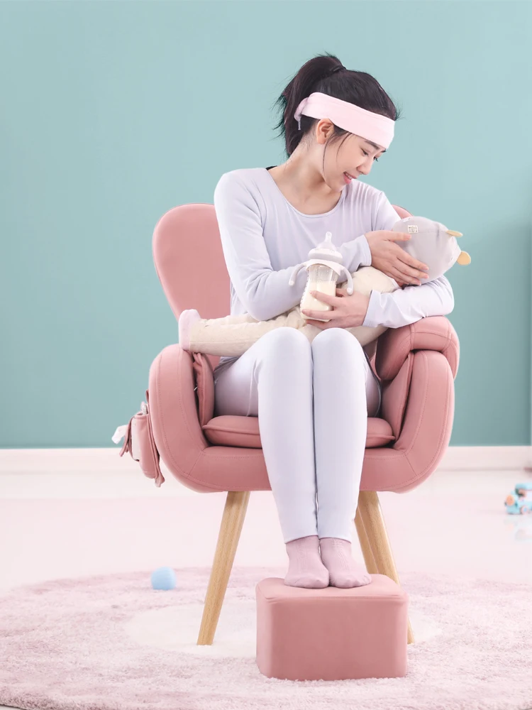 

GY Breastfeeding Chair Sofa Stool Pink Solid Wood Fabric Backrest Confinement Pregnant Women Mother and Child Rooms