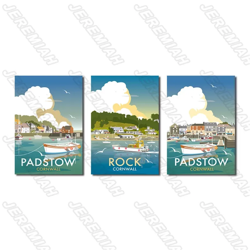 

Tourism Landscape Painting Canvas Clouds House Boat Nordic Classic Poster Modern Living Room Decoration