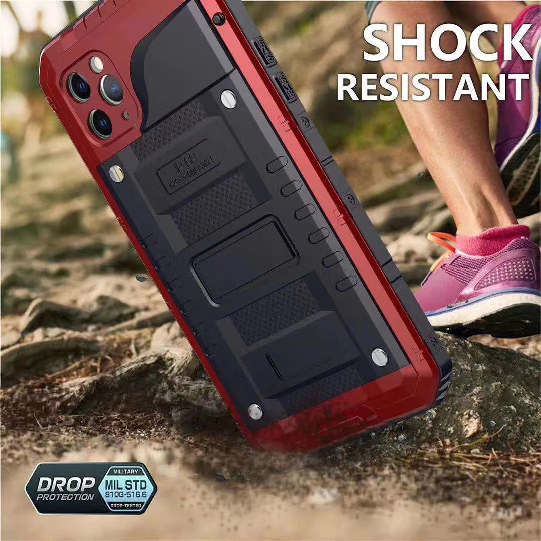 360 Heavy Duty Metal Armor Protection Case IP68 Waterproof Shockproof Cover for iPhone 11 Pro X Xs Max XR 6 6s 7 8 Plus SE 2020