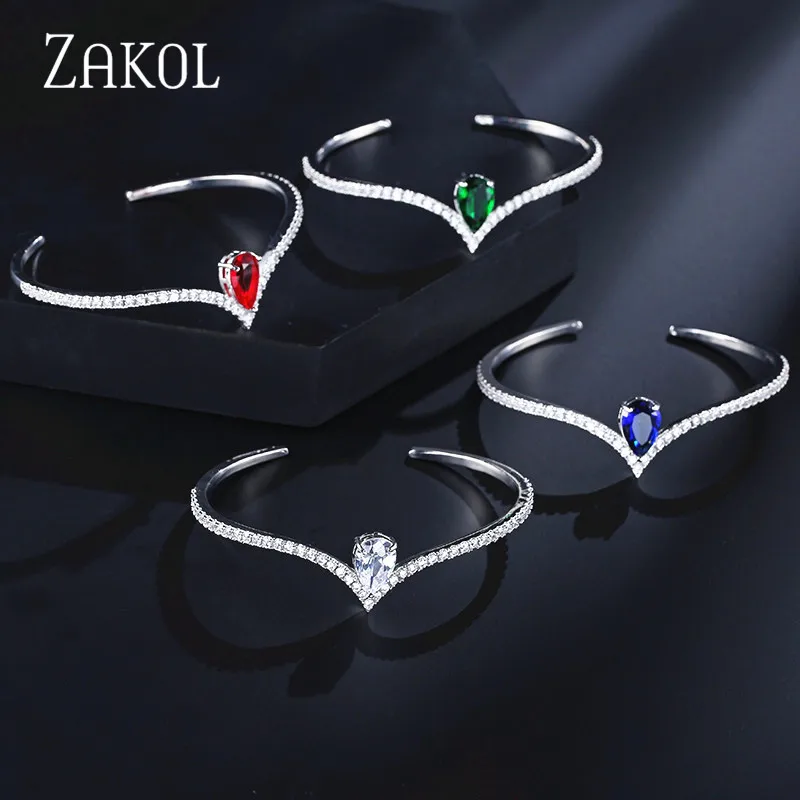 Модные черные браслеты ZAKOL с кубическим цирконием модные браслеты-манжеты для