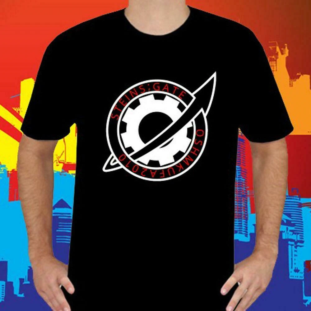 Steins Gate El Psy Congroo Oshmkufa 2010 Мужская черная футболка с логотипом размеры от S до 3Xl для