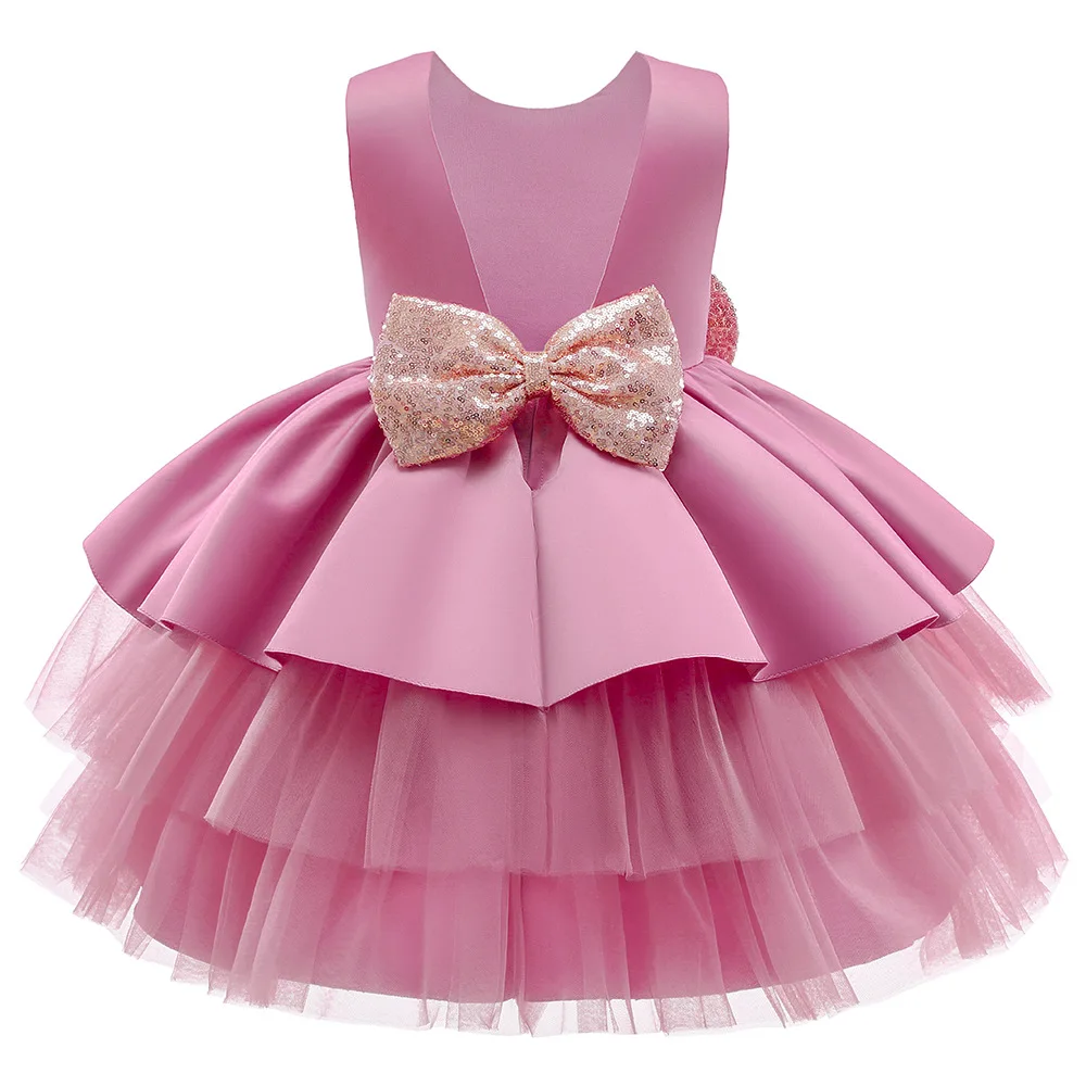 2021 New European american Flower Girl Tutu Dress Sleeveless Princess Mesh Fluffy Baby Full Moon Birthday Gift Children Vestidos | Мать и