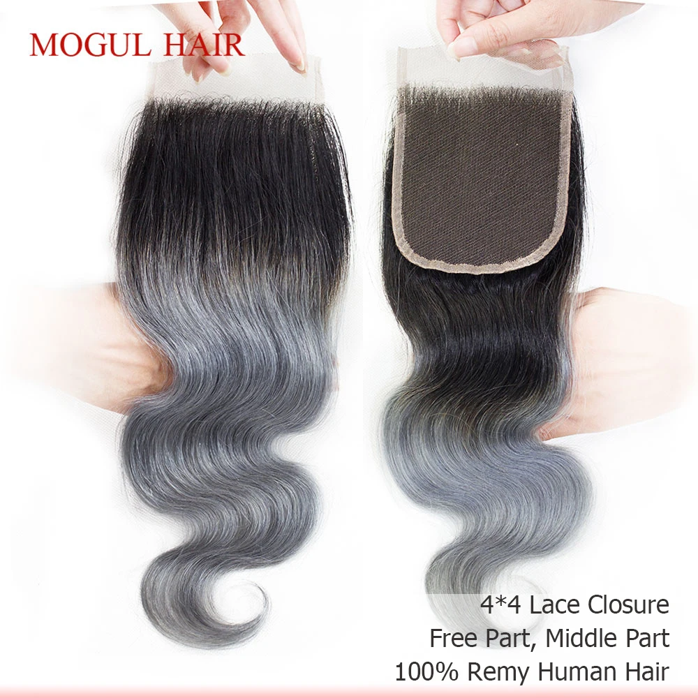 MOGUL HAIR T 1B темно серые человеческие волосы с эффектом омбре 2/3 пряди застежкой