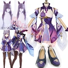 Genshin Impact Keqing косплей платье для Хэллоуина игровой костюм Genshin Ke Qing Impact Косплей Костюм Genshin Ke Qing фиолетовые парики Новинка