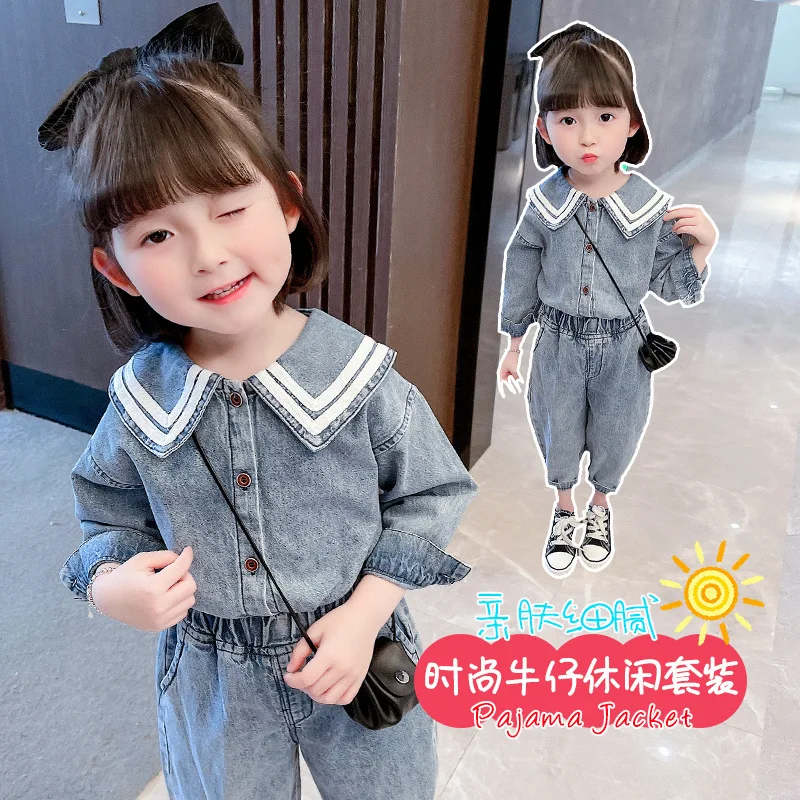 

Girls Clothing Suits Coat +Pants 2021 Jean Spring Autumn Kids Teenagers Outwear Kids Cotton Tracksuit Sport Suits