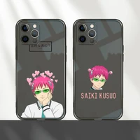 saiki kusuo phone case for iphone 12 11 8 7 mini pro x xs xr max plus black transparent cover