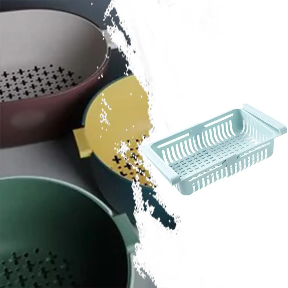 

Pull-out refrigerator storage basket PP material Cool compartment storage rack Stretch design Save space