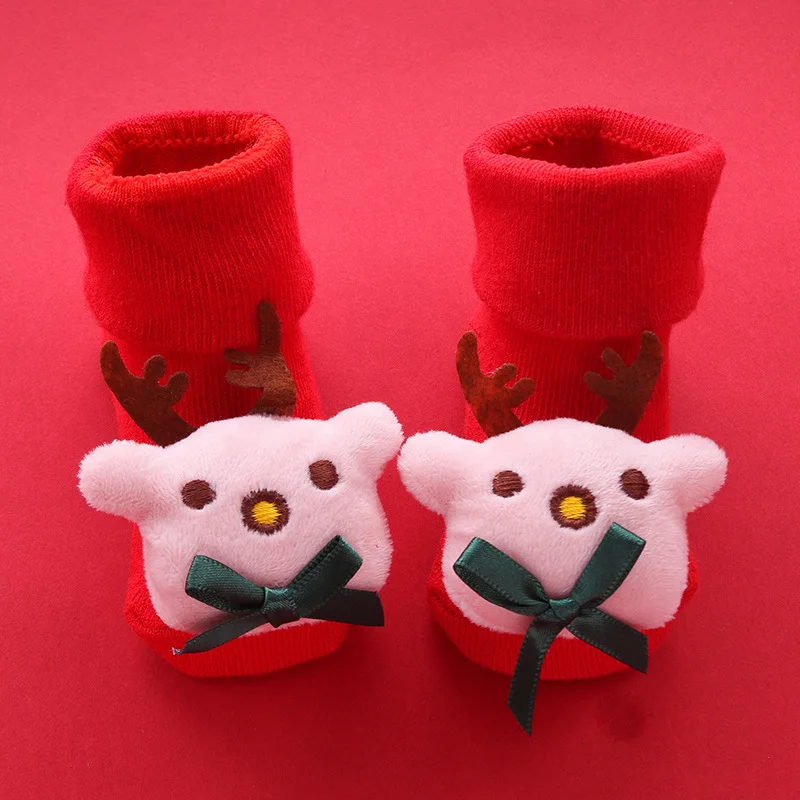 Новинка детские рождественские носки милые зимние теплые с оленем и