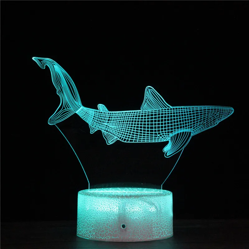 

LED 3D Acrylic Night Lamp Free Fish Swimming in Ocean Space Light Luminary With Touch And Remote Lamps Lights Kid Decoration GiC