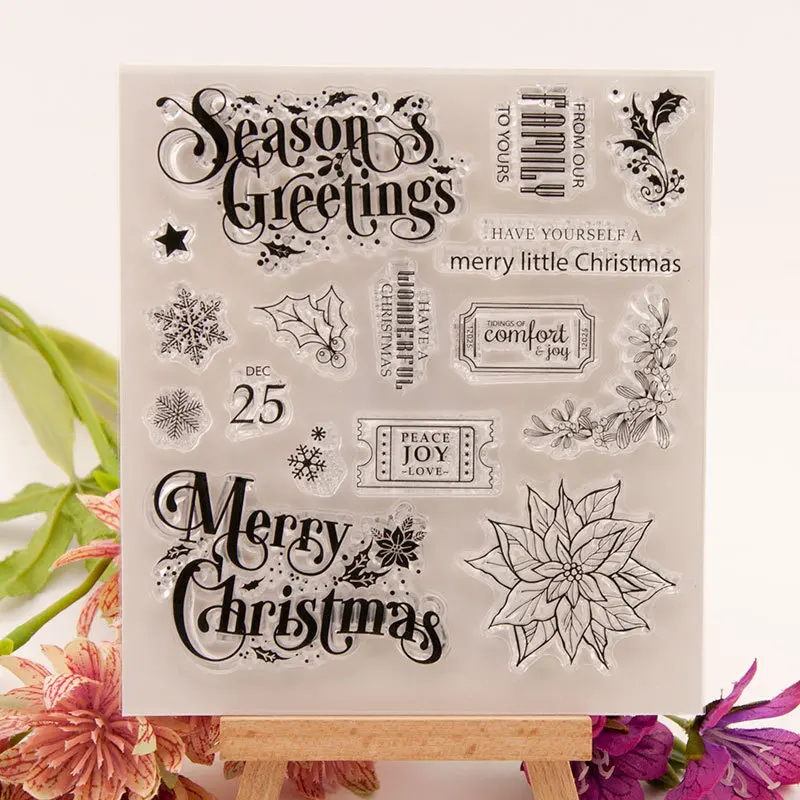 

Clear Stamp for Scrapbooking Transparent Stamps Silicone Rubber Stamps for Card Making DIY Photo Album Decor Merry Christams
