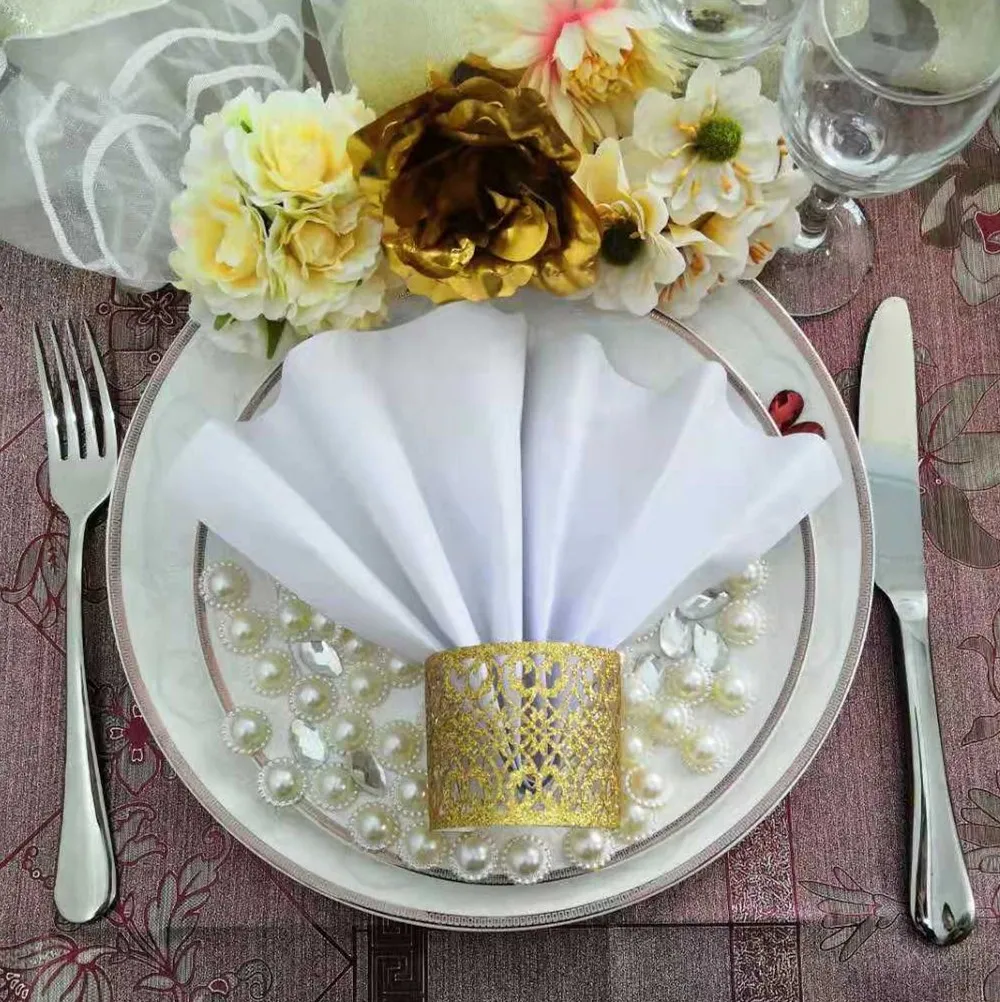 100 шт./лот свадебное кольцо для салфеток с индивидуальным дизайном блестящее