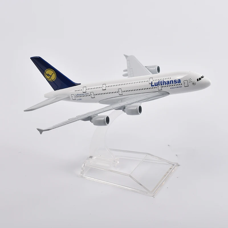 JASON TUTU-modelo de avi&oacute;n Lufthansa Airbus A380, 16cm, Metal fundido a presi&oacute;n, escala 1/400, colecci&oacute;n de regalos-5