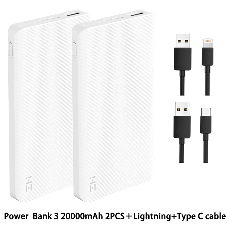 ZMI power Bank 10000 мАч Внешний аккумулятор Портативная зарядка Быстрая зарядка 2,0 Двусторонняя Быстрая зарядка для iPhone - Цвет: Blue 2pcs