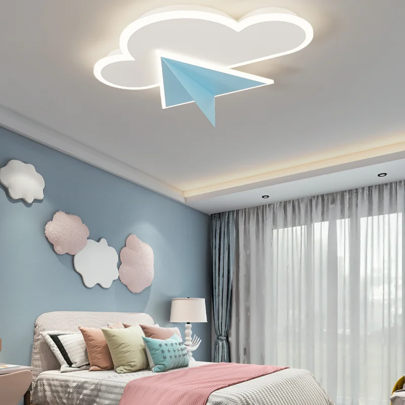 

Led Children's Room Lamp Simple Modern Bedroom Light Net Red Dining Living Room Chandelier Pink Blue Cloud Airplane Ceiling Lamp