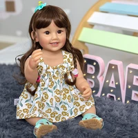 55cm reborn baby dolls 22 inch reborn toddler girl doll full silicone vinyl body long hair princess doll children kids bathe toy