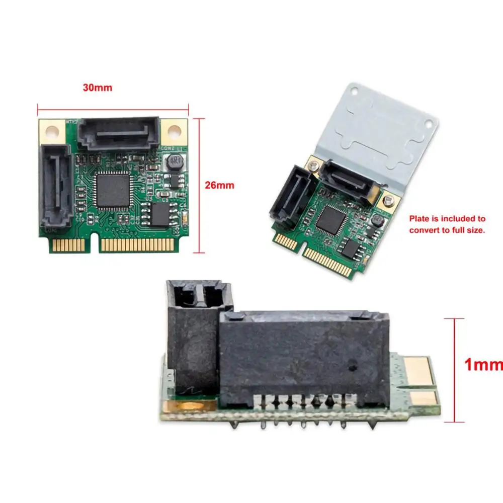 Mini PCI-E в 2 порта SATA 3,0 PCI Express PCIe конвертер Жесткий диск удлинитель SATA III контроллер концентратор карт мультипликатор добавить на карту