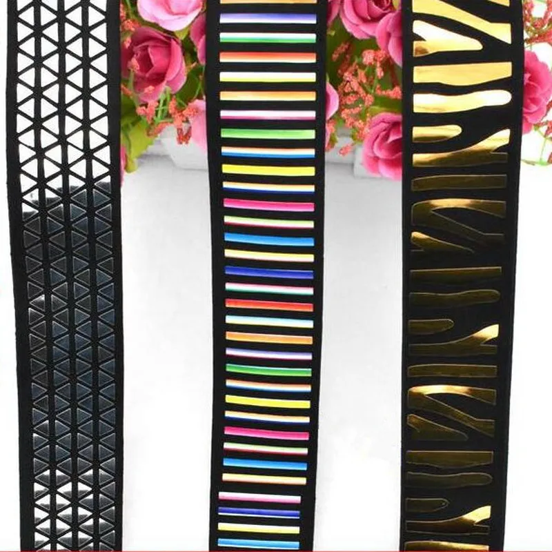 1 м золотистая Серебристая фольга горячего тиснения с принтом черная эластичная