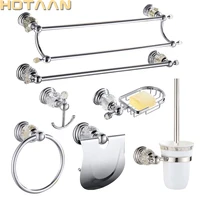 luxury crystal silver bathroom accessories set chrome polished brass bath hardware set wall mounted bathroom products banheiro