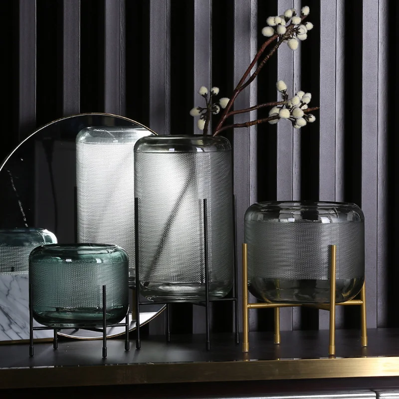 Стеклянная Цветочная ваза с узором в скандинавском стиле плотности