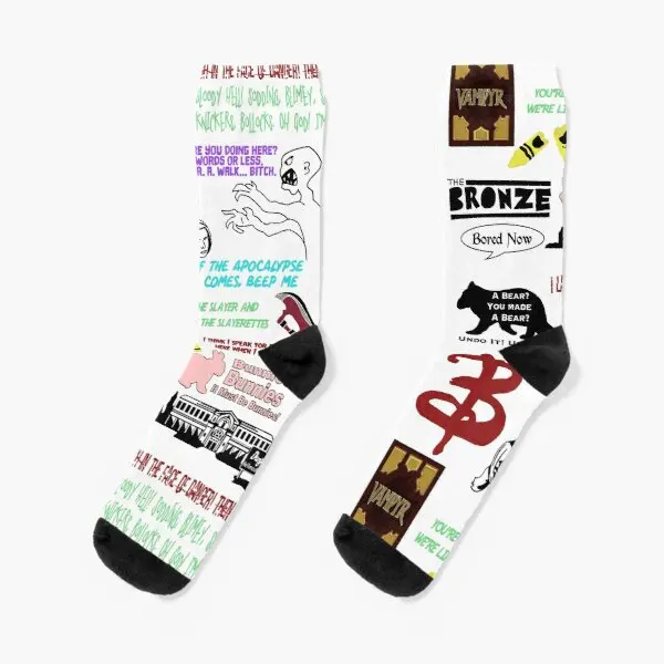

Buffy The Vampire Slayer Collage Crew Socks Women Black Best Ankle Mens Knee High