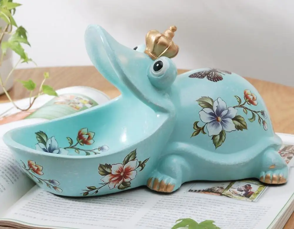 

Resin Elephant Figurines for Gift Living Room Office Modern Home Decoration Accessories Desktop Key Phone Storage Box Ornaments