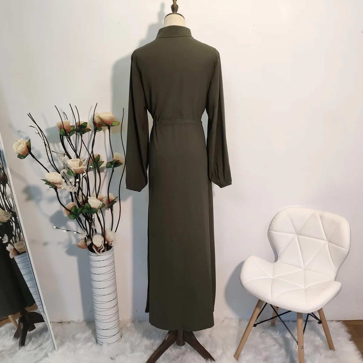 Мусульманские женщины абайя исламский макси с длинным рукавом рубашки платье