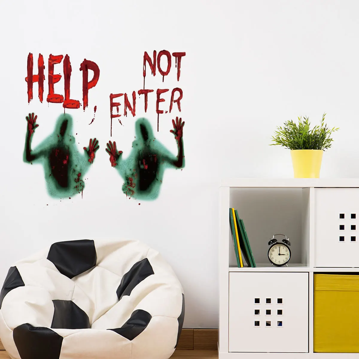 Помощь крови зомби Хэллоуин стены стикеры забавные настенные украшения гостиной