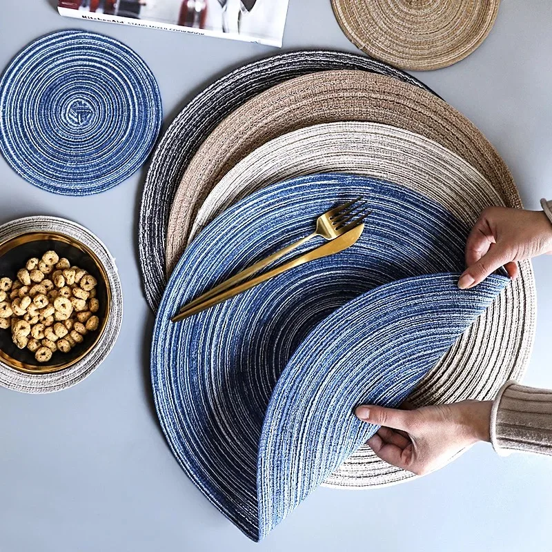 

Woven Dining Table Mat Heat Insulation non-slip Pot Holder Round Coasters Coffee Drink Tea Cup Table Placemats Mug Coaster