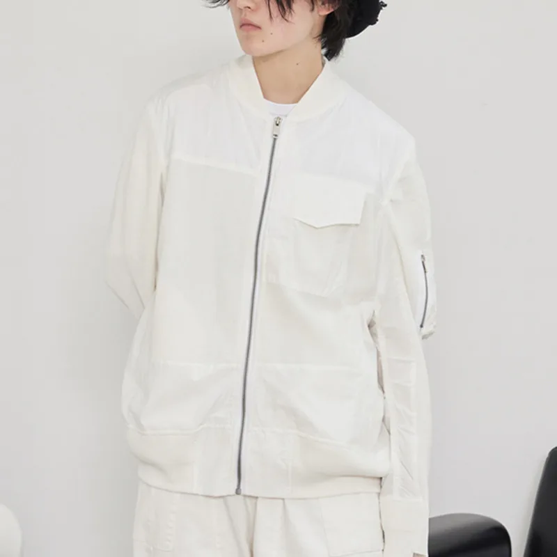 

[EAM] Black Patchwork Big Size Jacket New Loose Stand Collar Long Sleeve Women Coat Fit Fashion Tide Spring Autumn 2021 1DD6534