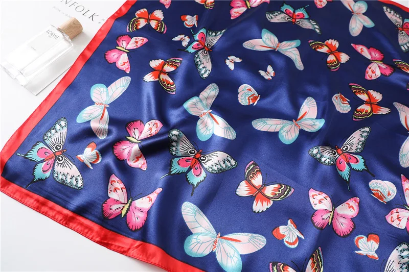 

Butterfly print luxury small silk scarf fashion female small square scarf stewardess decoration wild spring and summer scarf