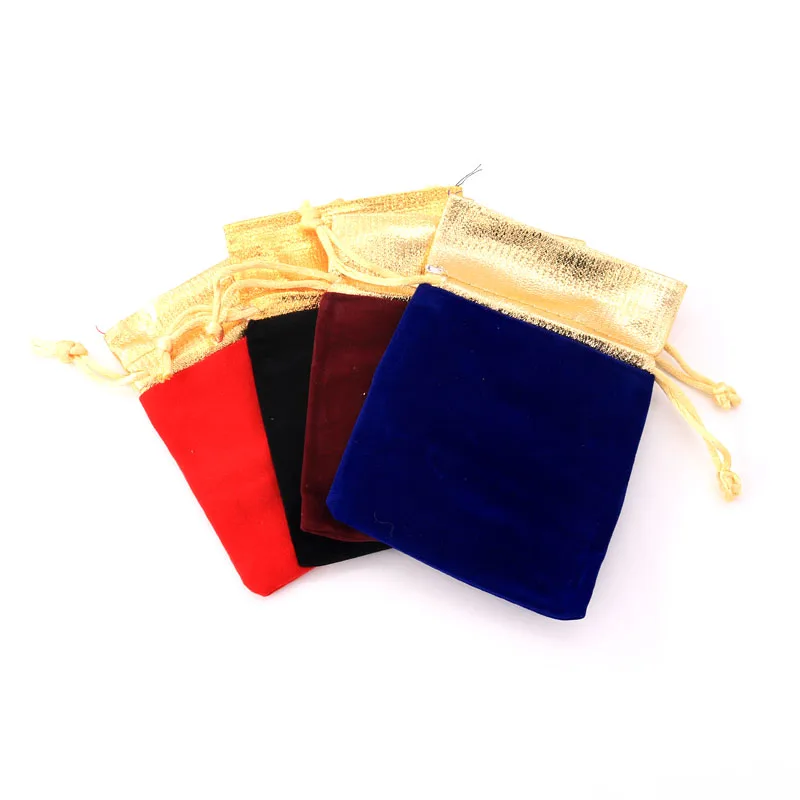 

50pcs/lot Jewelry Packing Gold Foil Cloth Velvet Drawstring Velvet Bag 7x9cm Wedding Gift Bags & Pouches Wholesale