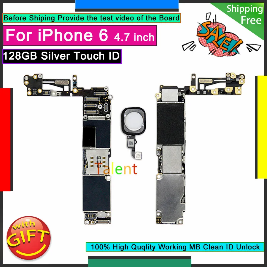 Для IPhone 6 материнская плата 128 ГБ Серебряная Кнопка Touch ID домашняя