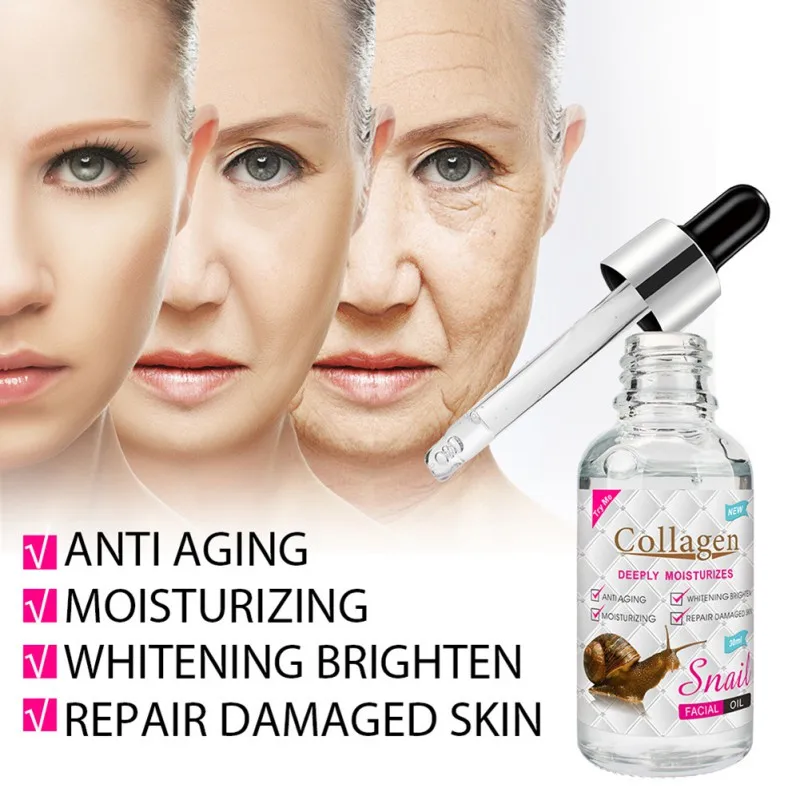 

Collagen Snail Facial Oil Anti-Wrinkle Anti Aging Whitening White Serum Deeply Moisturizes Soothes
