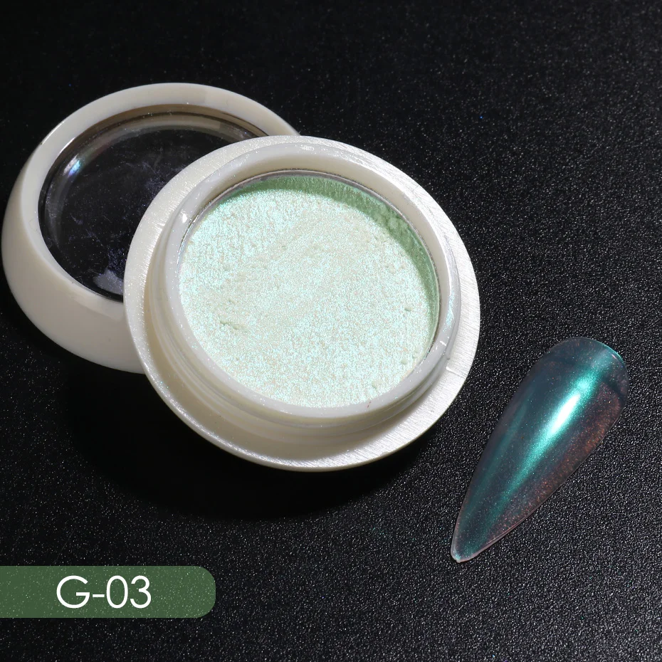 Твердый порошок блеск для ногтей Аврора зеркальное переливающееся хромовое