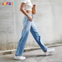 depony black womens jeans gradient wide leg jeans for women high waist womens pants blue straight jeans loose