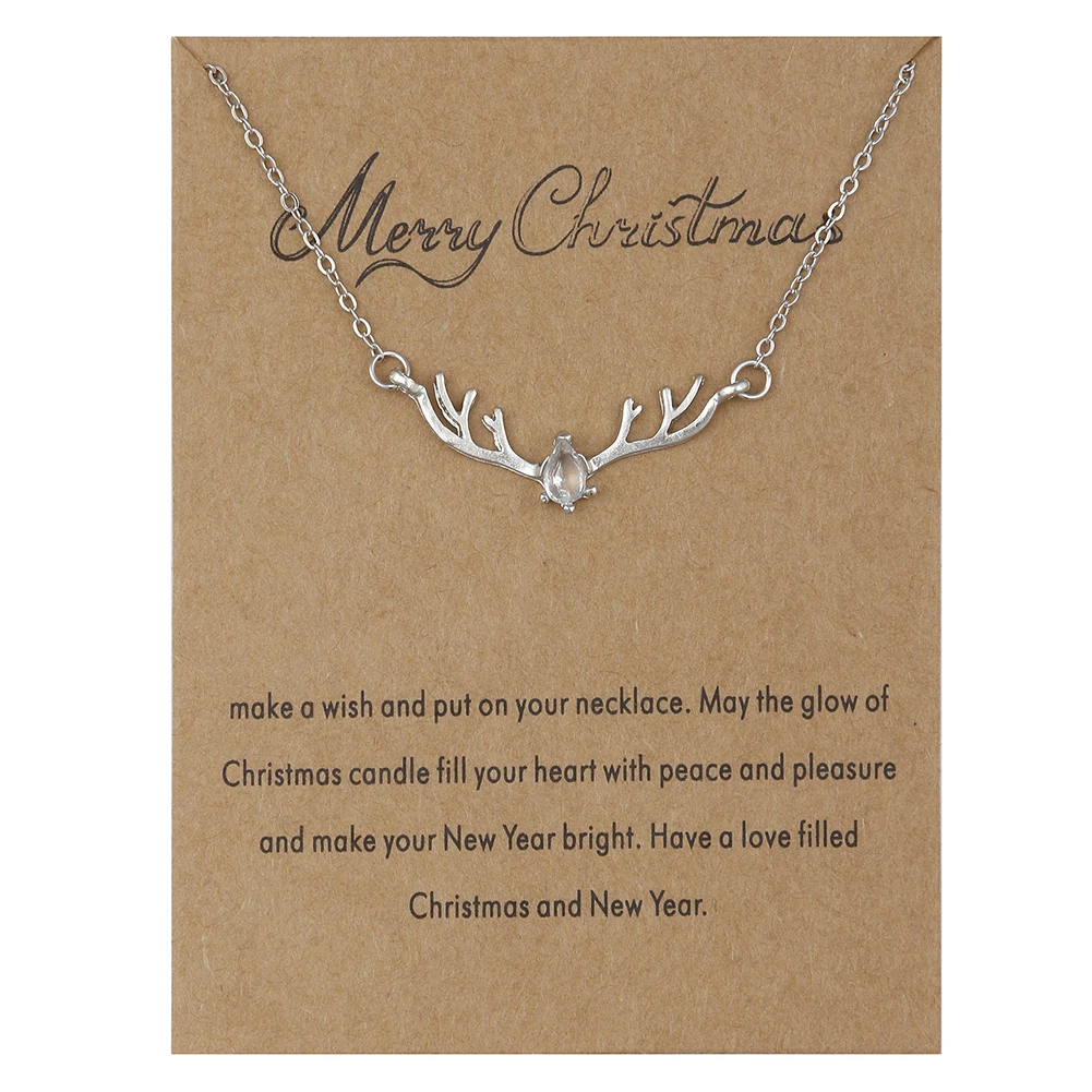 

Fashion Jewelry Wholesale Christmas Gift A Deer Has Your Elk Crystal Alloy Pendant Necklace