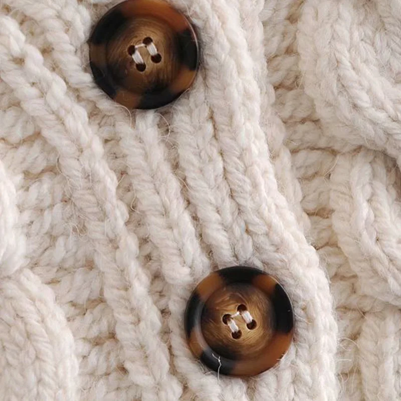 

Autumn Winter Woman Sweaters Za 2020 Women Vintage Knitted Sweater White Cardigan Women Long Sleeve Jacket Buttons Chic Tops