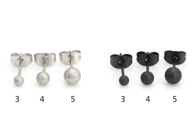 

Серьги-гвоздики из нержавеющей стали с матовыми мини-шариками, 3/4/5 м