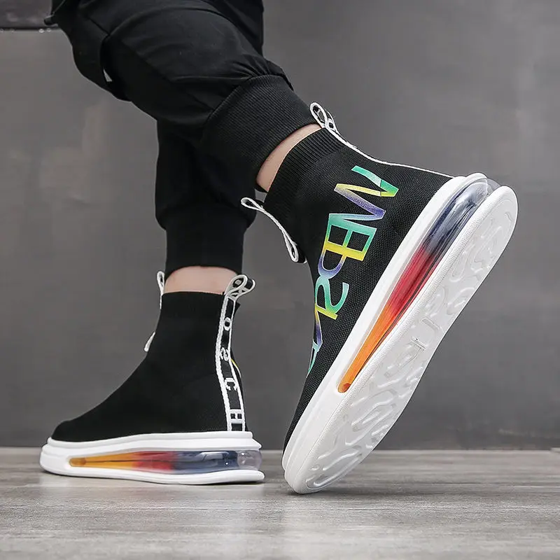 

Stretch Sock Shoes Men's High-Top Summer New Shoes Men's Breathable Trendy Casual All-Matching Air Cushion Fashion Shoes Men